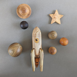 Wooden Rocket and Planet set