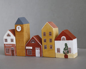 Hand Painted Wooden Buildings - set 3