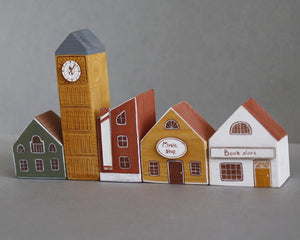 Hand Painted Wooden Buildings - set 4