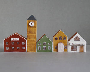 Hand Painted Wooden Buildings - set 6