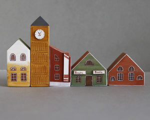 Hand Painted Wooden Buildings - set 8
