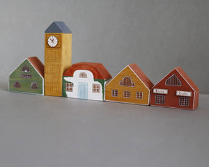 Hand Painted Wooden Buildings - set 9